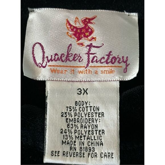 Quacker Factory little Christmas tree appliqué black velour zip jacket 3X - Picture 11 of 13